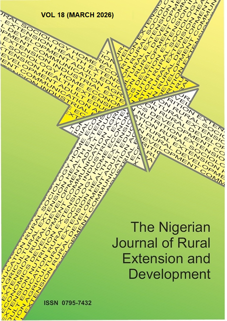 					View Vol. 18 No. 1 (2026): Vol. 18 No. 1 (2026): The Nigerian Journal of Rural Extension and Development (NJRED)
				